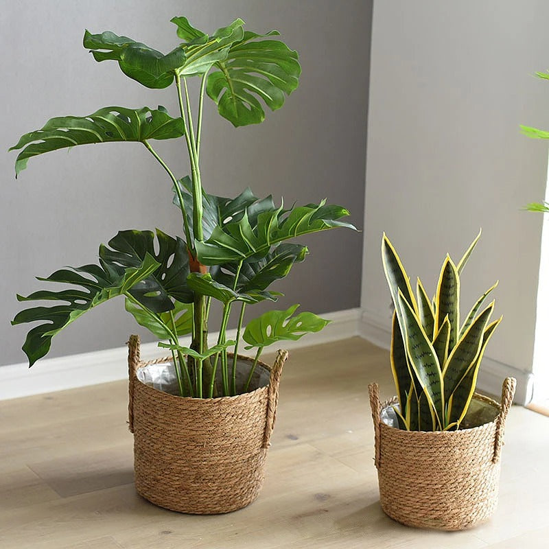 Artisan Woven Straw Basket – Nordic Planter & Elegant Storage Accent