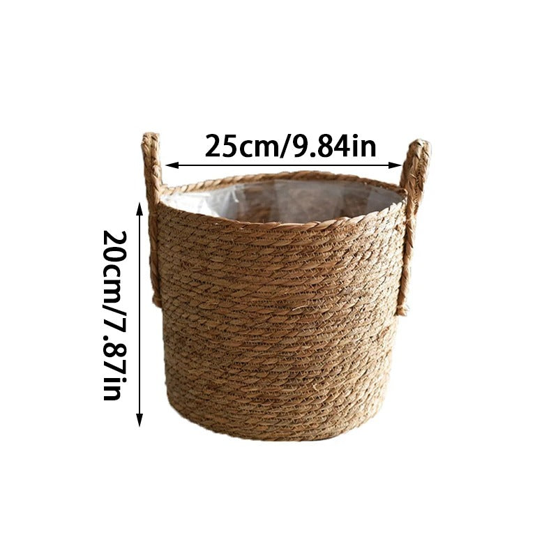 Artisan Woven Straw Basket – Nordic Planter & Elegant Storage Accent