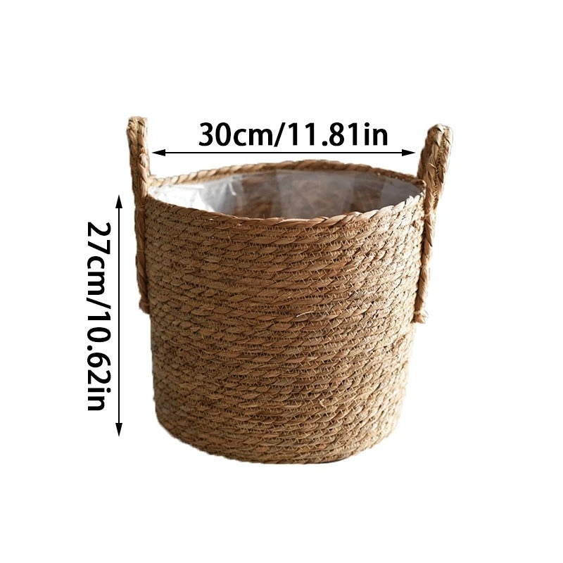 Artisan Woven Straw Basket – Nordic Planter & Elegant Storage Accent